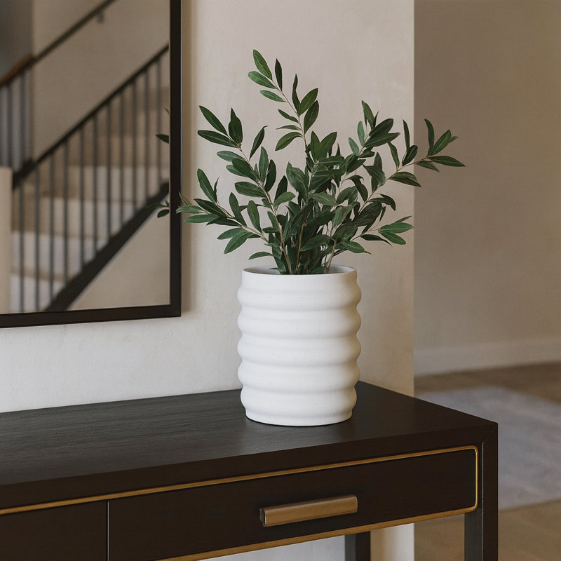 Singita Handmade Ceramic / Porcelain Table Vase – Modern White Sculptural Accent, 6" H x 8" W x 6" D