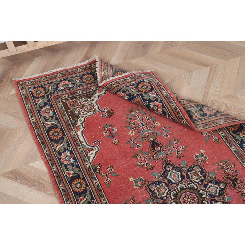 Tapis classique rouge turc Anatolian idéal pour les vestibules et les salons