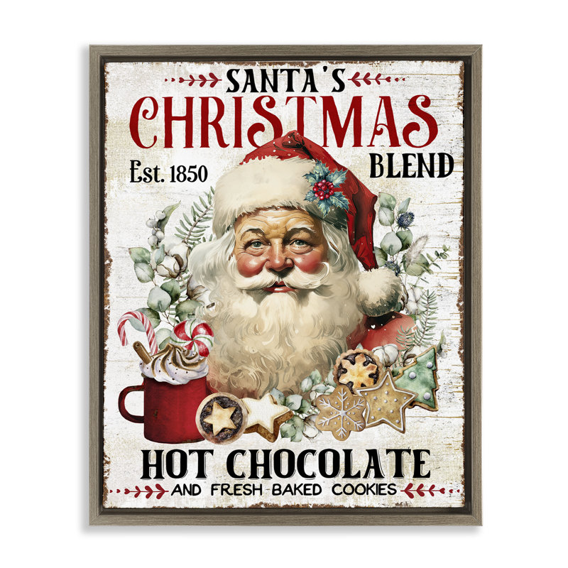 «Santa's Christmas Blend Brown», toile encadrée flottante par Creatif Belle, H 31 po x l 25 po