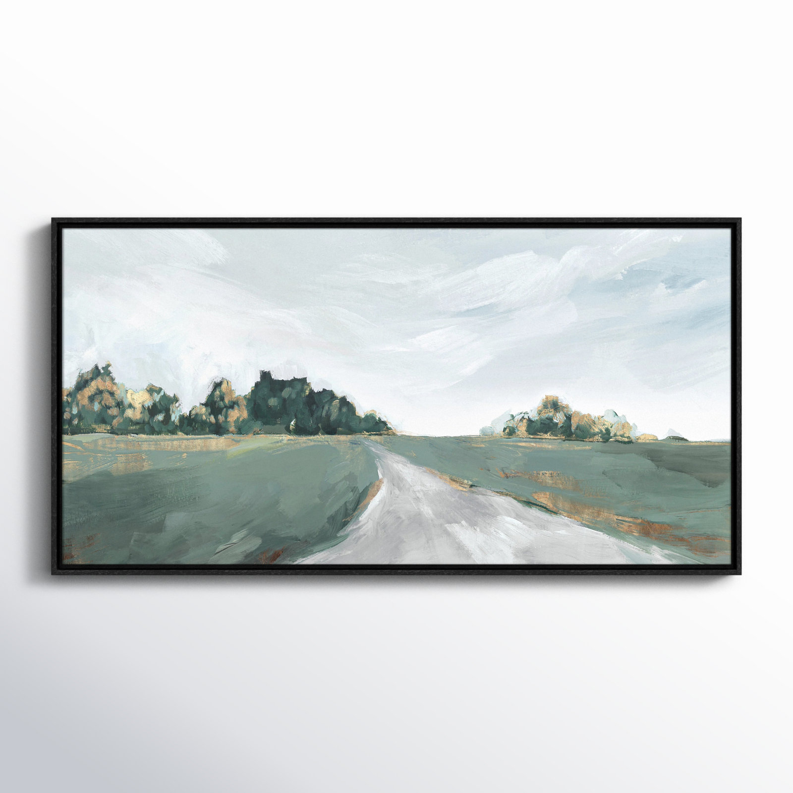 Field of Dreams by Isabelle Z - Painting Print, Picture Framed Canvas, 21.5" H x 41.5" W, Espresso