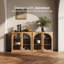 Ensemble de 2 armoires modulaires Ranlo avec portes en verre à double arc - brun clair-133629855