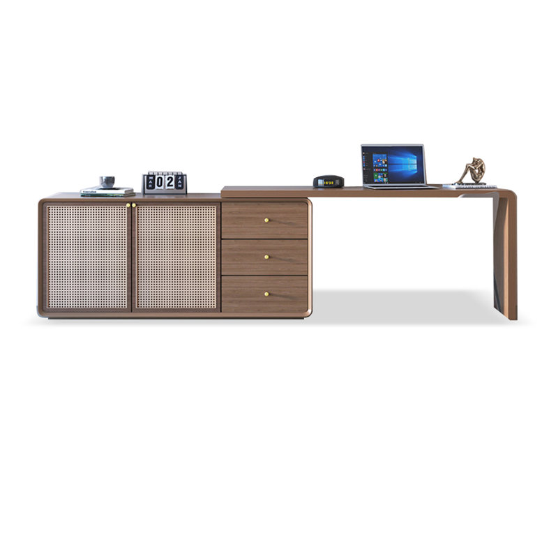 Bureaux rectangulaires en bois massif, H 29,53 po x l 122,05 po x P 19,69 po, Noyer