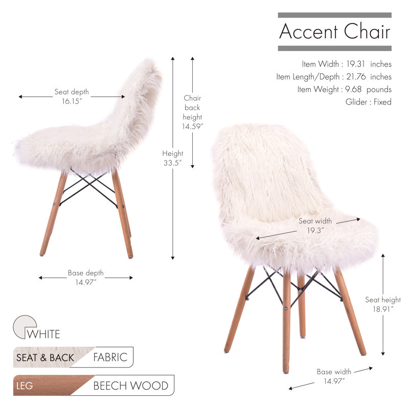 Chaise d'appoint avec pieds en hêtre, Tissu blanc