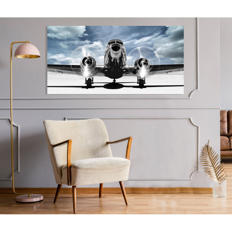 Airplaine Taking Off in a Blue Sky 1 Piece Wrapped Canvas Wall Art, 60cm H x 120cm W
