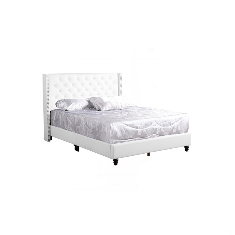Elegant Transitional Upholstered Bed In White