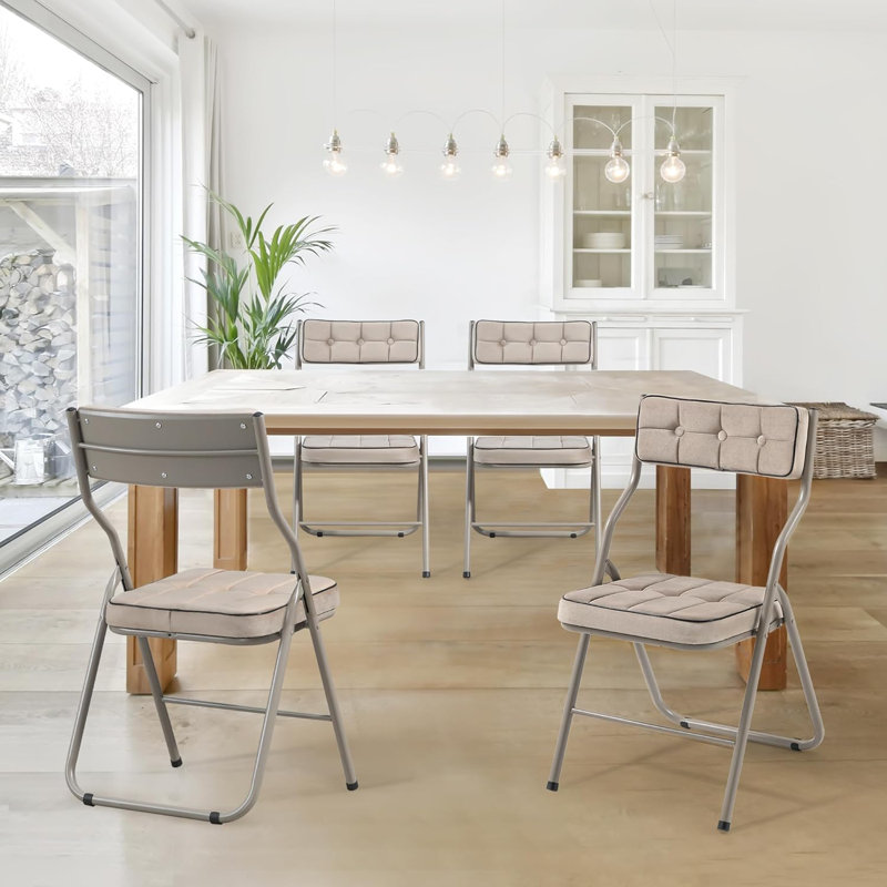 Chaises de salle à manger rembourrées pliables, Kaki