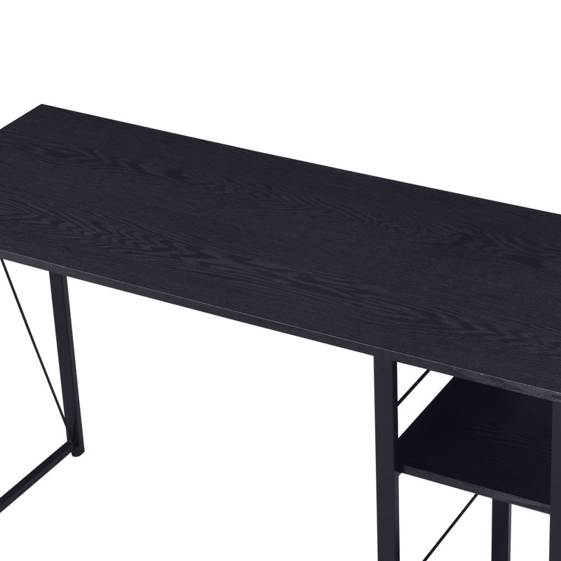 2-Shelf Rectangular Writing Desk, Black, 28.5" H x 47.5" W x 19.5" D