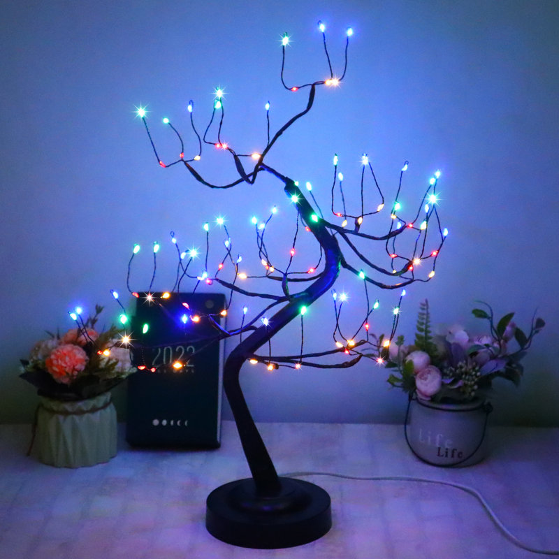 108 Led Tabletop Tree Light Led Desk Lamp Artificial Tree For Home Office Decorative Branches For Party Halloween Holiday Battery USB Operated Bonsai With Timer(Multicoloured)