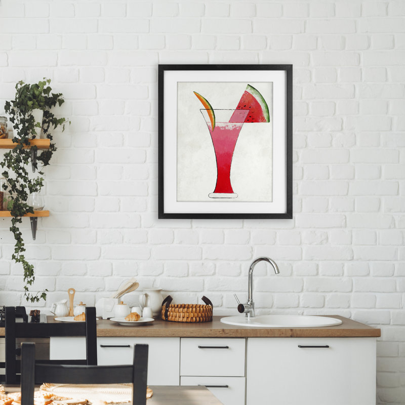 «Summer Cocktail Watermelon Slice», reproduction encadrée sous verre, conception par Lorenzo Collective, H 21 po x l 17 po
