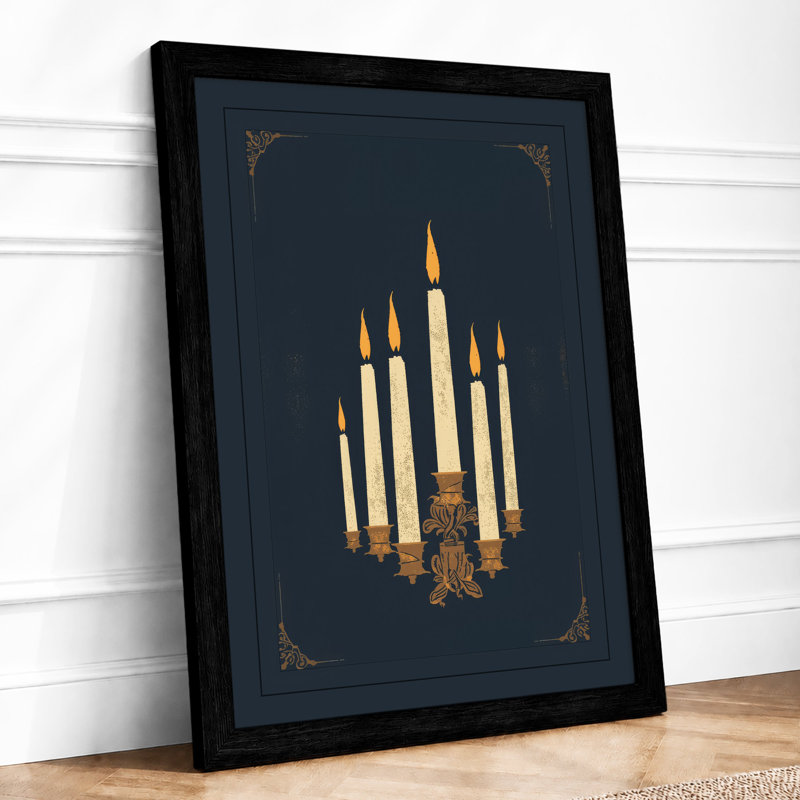Candlelight Ceremony Art Deco - Framed Print, A2 - 59.4 x 42.0 cm, Black