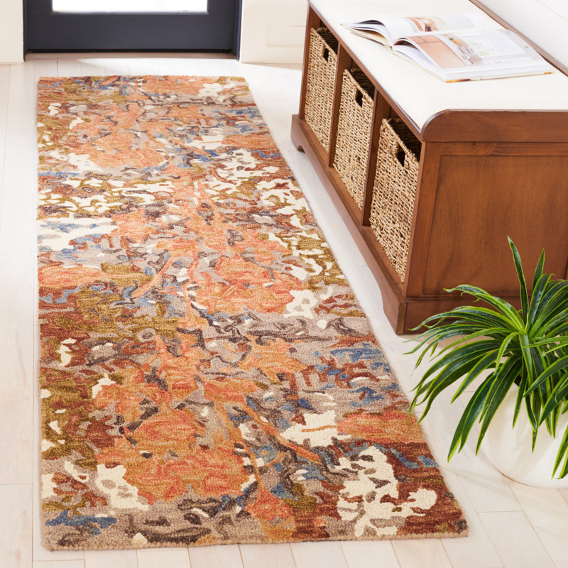 Tapis en laine / coton touffeté à la main Milland Blossom, Tapis de couloir 2 pi 3 po x 8 pi