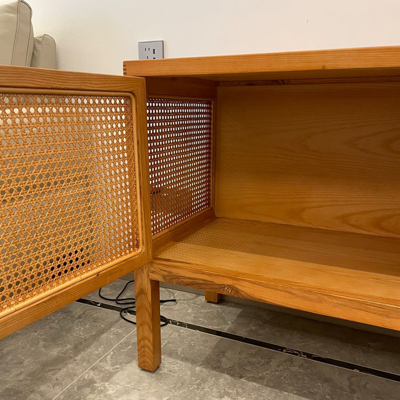 Crédence de rangement en bois massif de rotin l 52,76 po