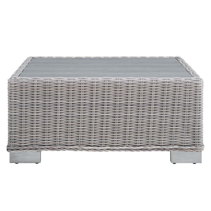Conway 32" Light Gray Wicker Rattan Outdoor Coffee Table