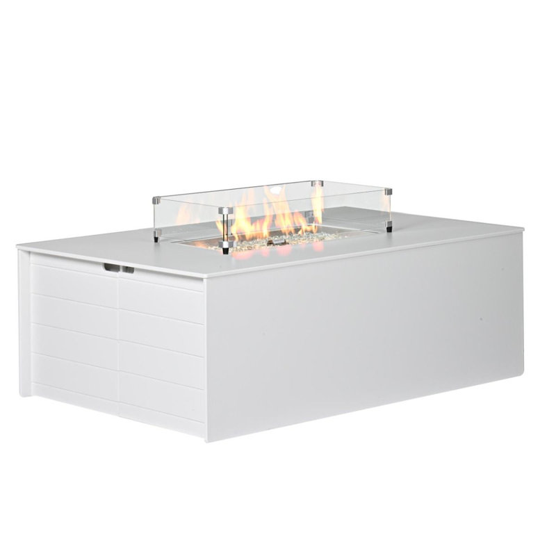 Outdoor Shiplap Fire Table, White