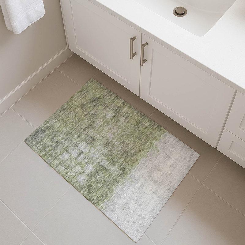 Premium Machine Washable Mayfield Abstract Rug, 1'8" x 2'6", Fern