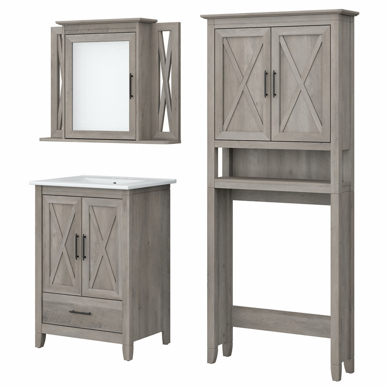 Edion Single Bathroom Vanity with Ceramic Top, Gray