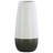 Stoneware Cylinder Vase with Tapered Bottom on Grey Banded Rim Base LG Matte Finish White-1361811557