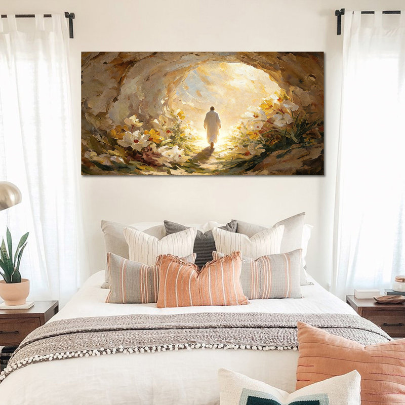 Art mural sur toile Timuba grande Pâques - Jésus, tombeau vide, images murales, impressions murales chrétiennes, impression de Pâques, maison, encadré 24 x 48 po