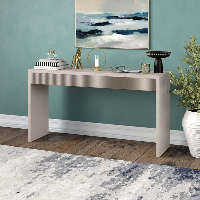 Console Lawrence, Aulne blanc, H 29,5 po x l 55 po x P 15 po