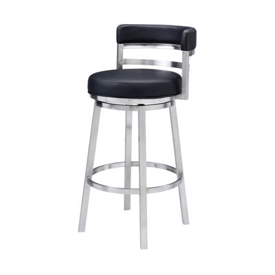 HomeRoots Swivel Upholstered Counter Stool with Metal Frame