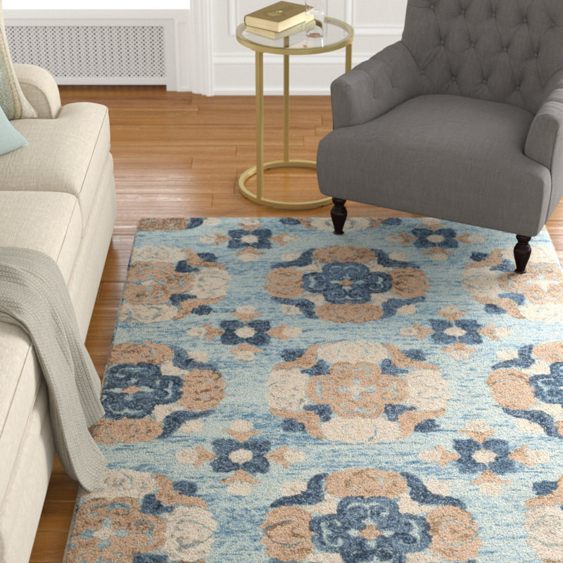 Emrick Hand Tufted Wool Floral Rug, Round 6'