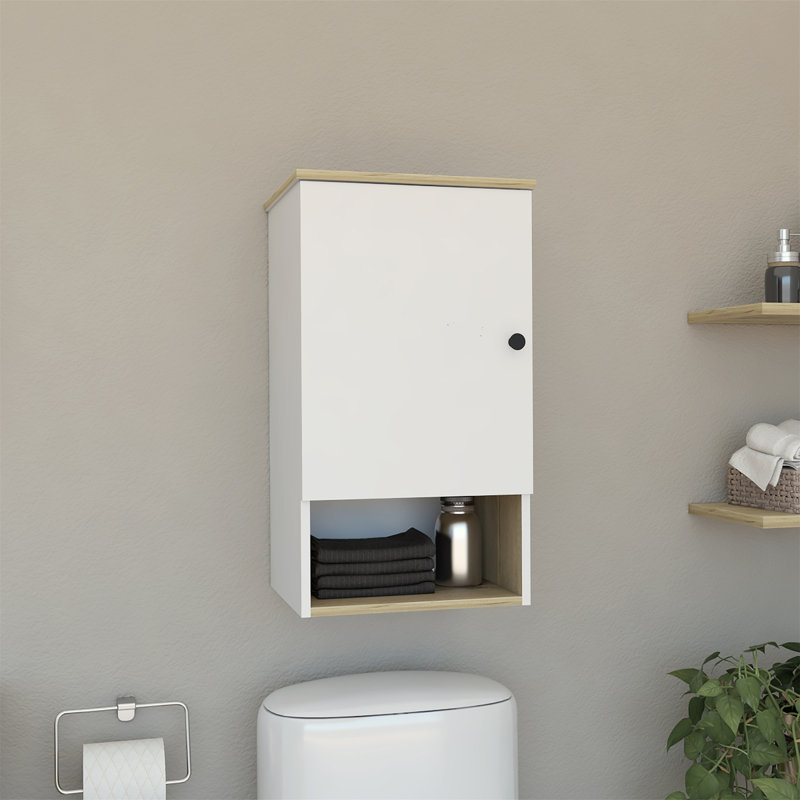 Stylish Medicine Cabinet with Two Internal Shelves and Soft Close System, White/Brown