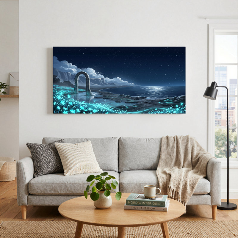 «Night Ocean», ensemble de 1 reproduction d'art sur toile, Toile tendue, L 40 po x H 20 po