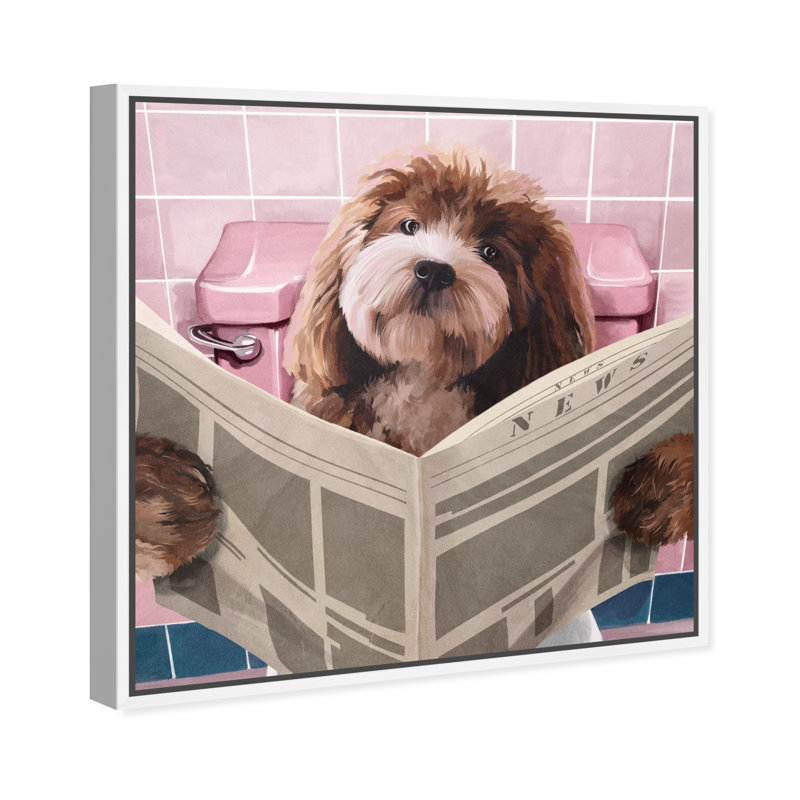 Lab Time Pupp II - peinture sur toile, Toile blanche encadrée, H 24 po x l 24 po