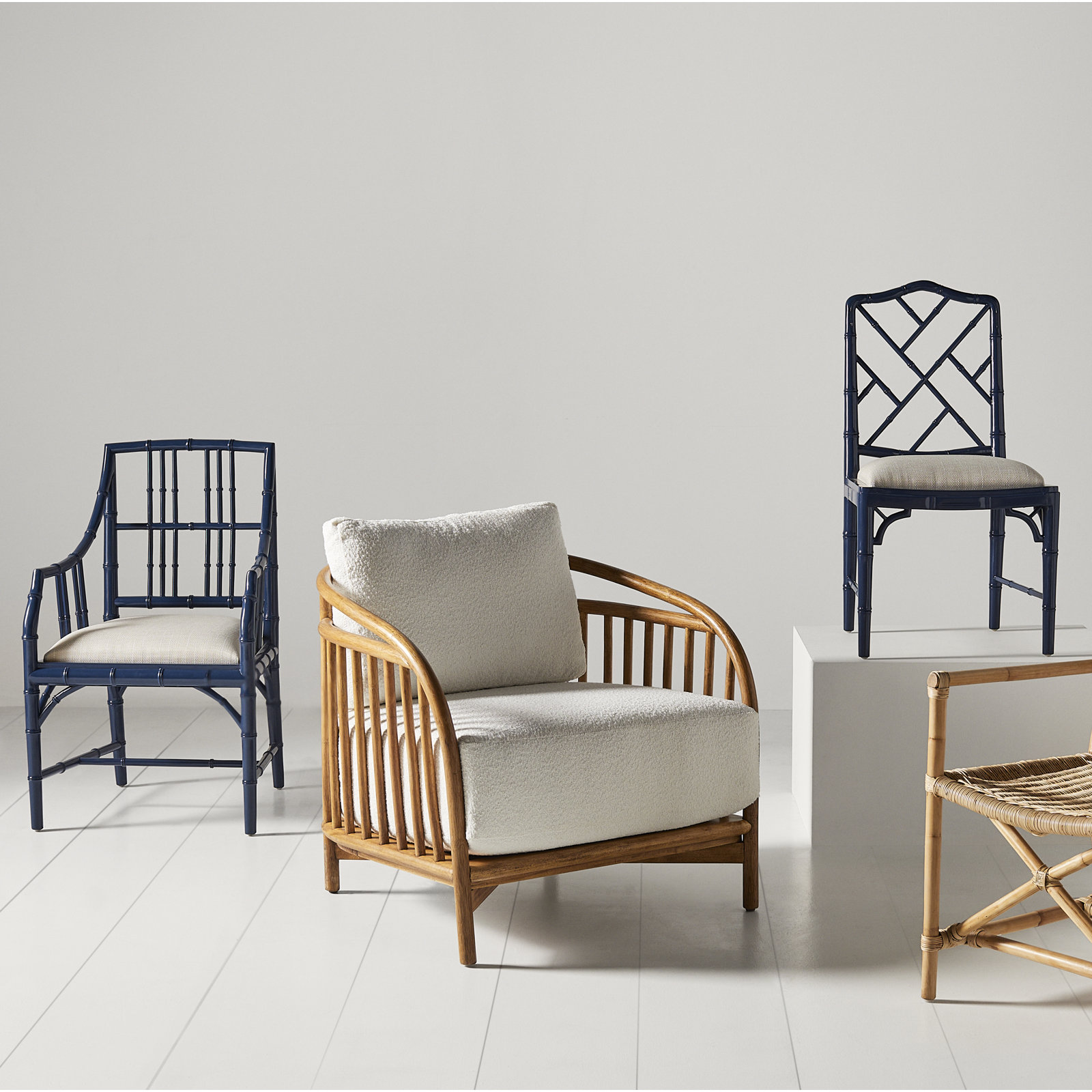 Blynn Linen Mahogany Dining Armchair