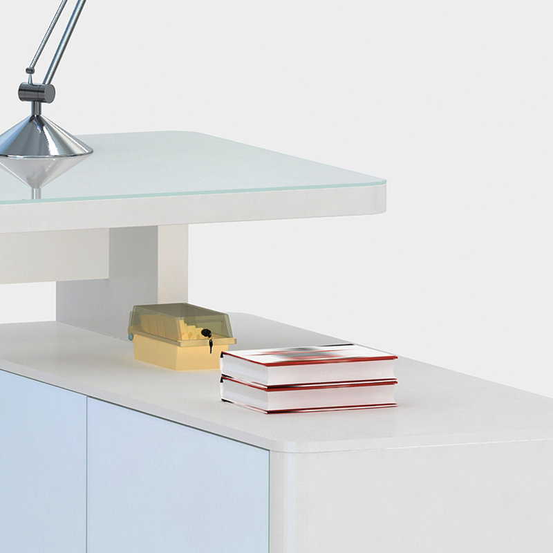 Altus L-Shaped Glass Top, White/Matte White