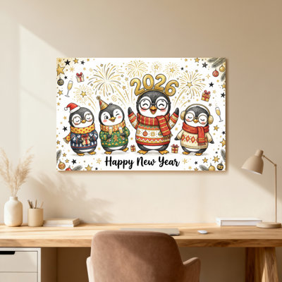 Animals Penguin Christmas Celebration New Year 2026