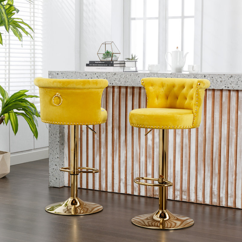 Tabouret pivotant à hauteur réglable Jenyiah, Jaune