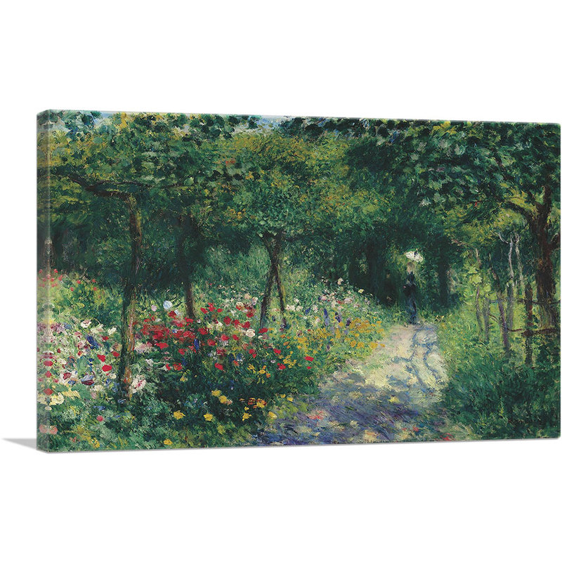 «Woman with a Parasol in a Garden 1873» par Pierre-Auguste Renoir - reproduction d'art sur toile tendue