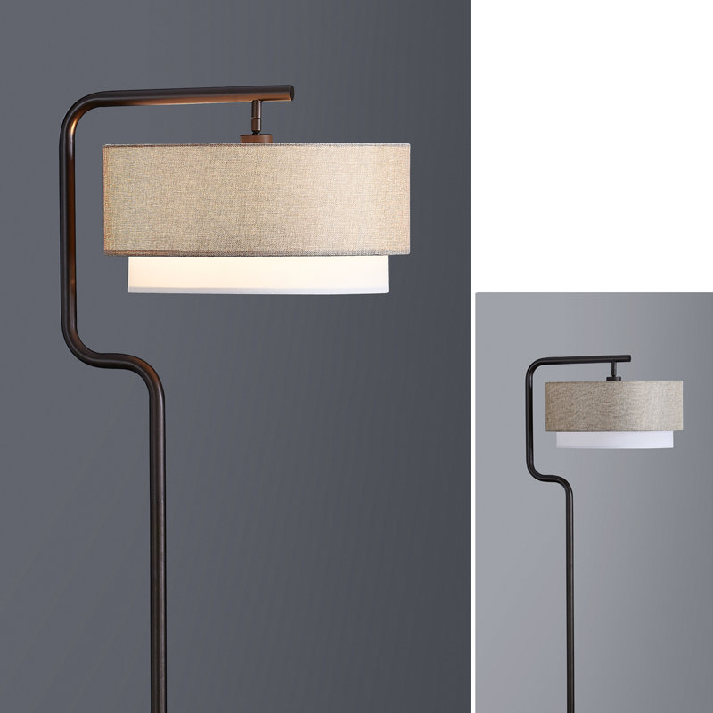 Taniusa 63"H Metal Floor Lamp, Dark Bronze, Brown White