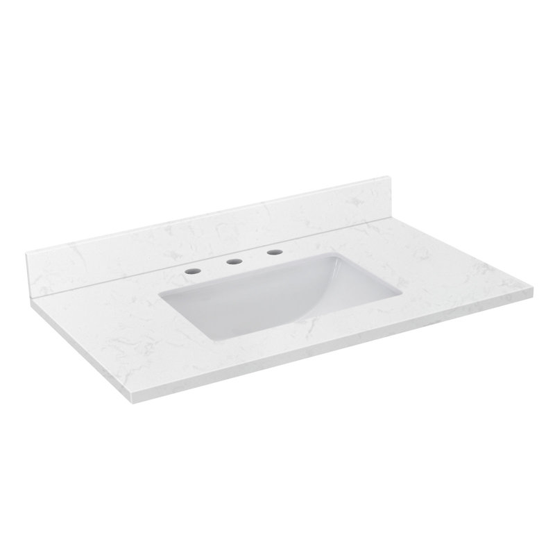 36 inch Engineered Stone Single Bathroom Vanity Top With Center Sink