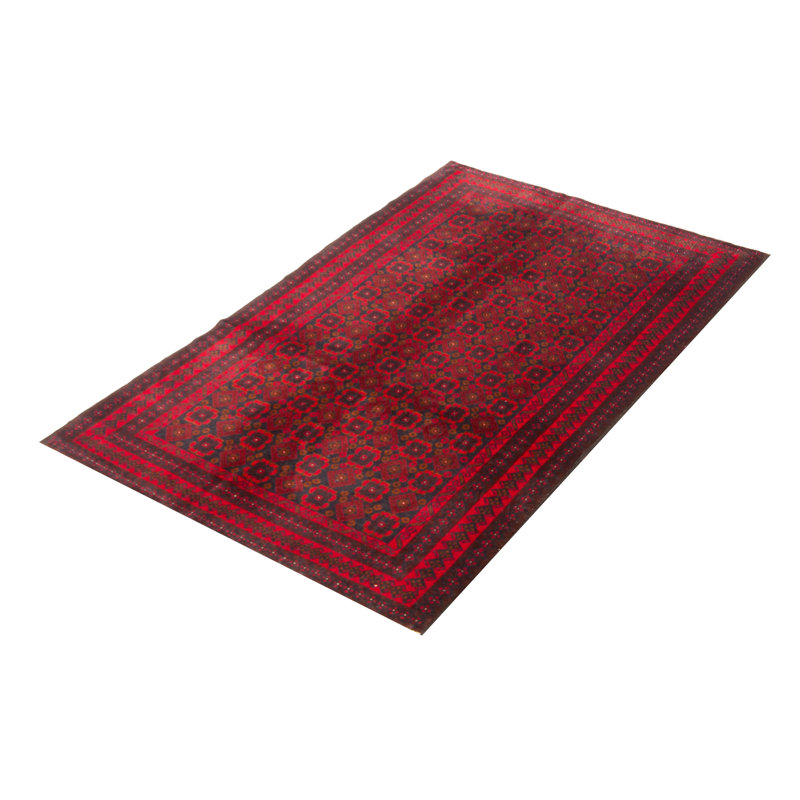 Tapis unique en laine noué à la main bleu foncé 4 pi 0 po x 6 pi 4 po Teimani