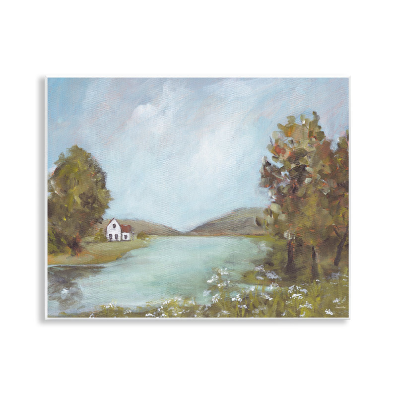Plaque murale «Distant Cottage Across River» par Amanda Hilburn