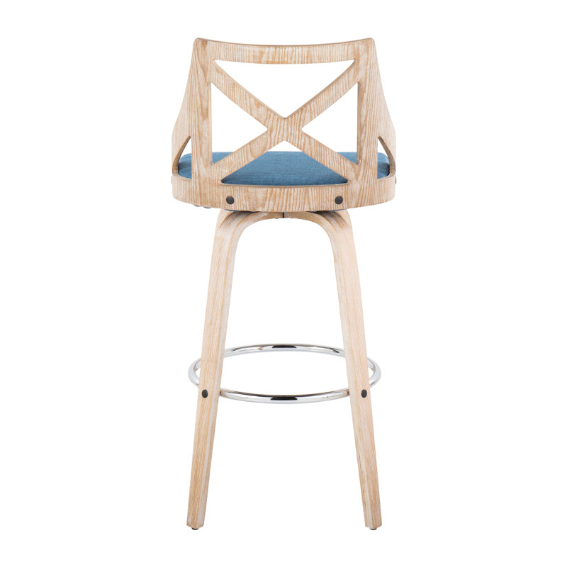 Tabouret de bar Farmhouse, Naturel / Argenté, Bleu