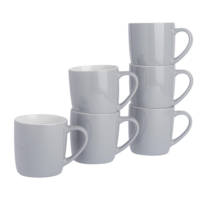 Argon Tableware - Coloured Coffee Mugs - 350ml - Pack of 6, Grey