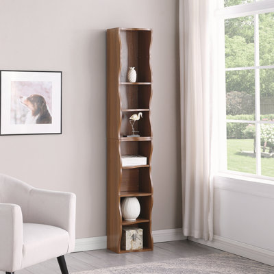 8-layer adjustable shelf ultra-thin bookshelf with a wavy border design, which is more aesthetically pleasing, is suitable for high and narrow, displa by George Oliver