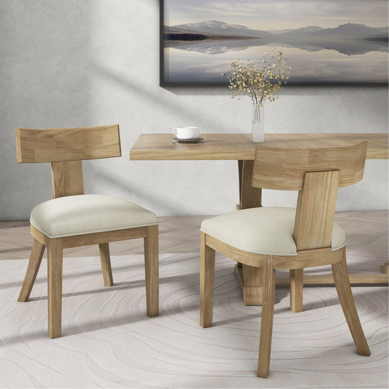 Ensemble de 2 chaises de salle à manger rustiques en bois vieilli, Beige