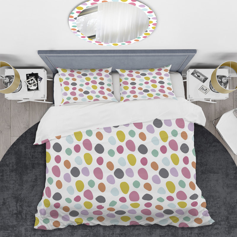 Ensemble de housse de couette en microfibre mauve / blanc 3 pièces, Housse de couette simple et deux taies décorative