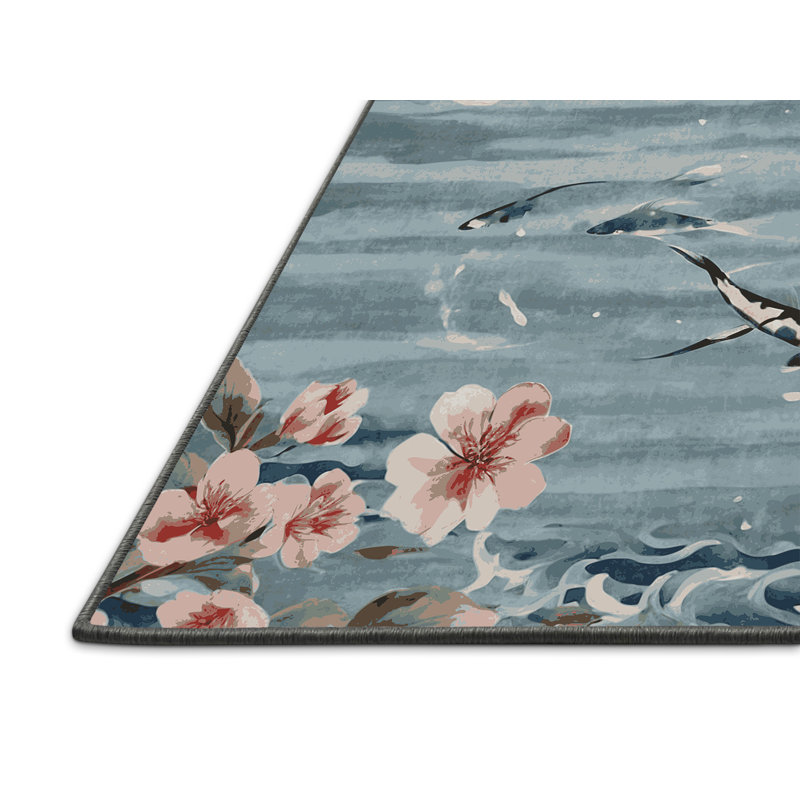 Tapis gris soyeux et moelleux, Rond 7 pi