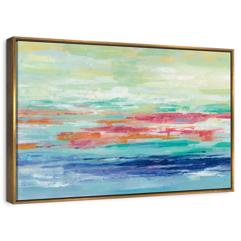 California Surf, Cadre flottant doré, 37 po x 25 po