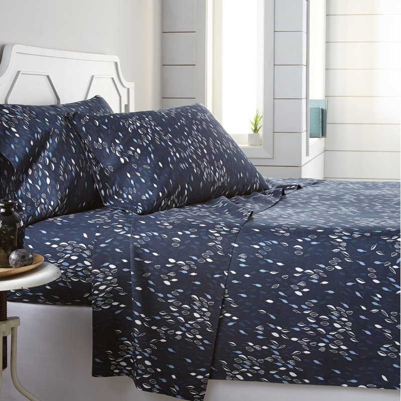 Vilano Choice Floral Microfiber Sheet Set, Queen, Blue