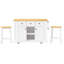Îlot de cuisine avec 2 tabourets de bar, prise électrique, 5 tiroirs portables, support de rangement interne, abattant, 3 tiroirs pour la salle à manger, prise de courant blanche, chariot mobile, polyvalent-881724191