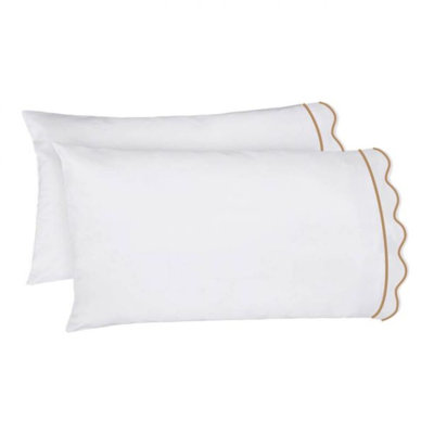 400TC Cotton Scallop Embroidery & Border Cotton 4 Piece Sheet Set Fitted Sheet Fits Upto 16" Deep Pocket
