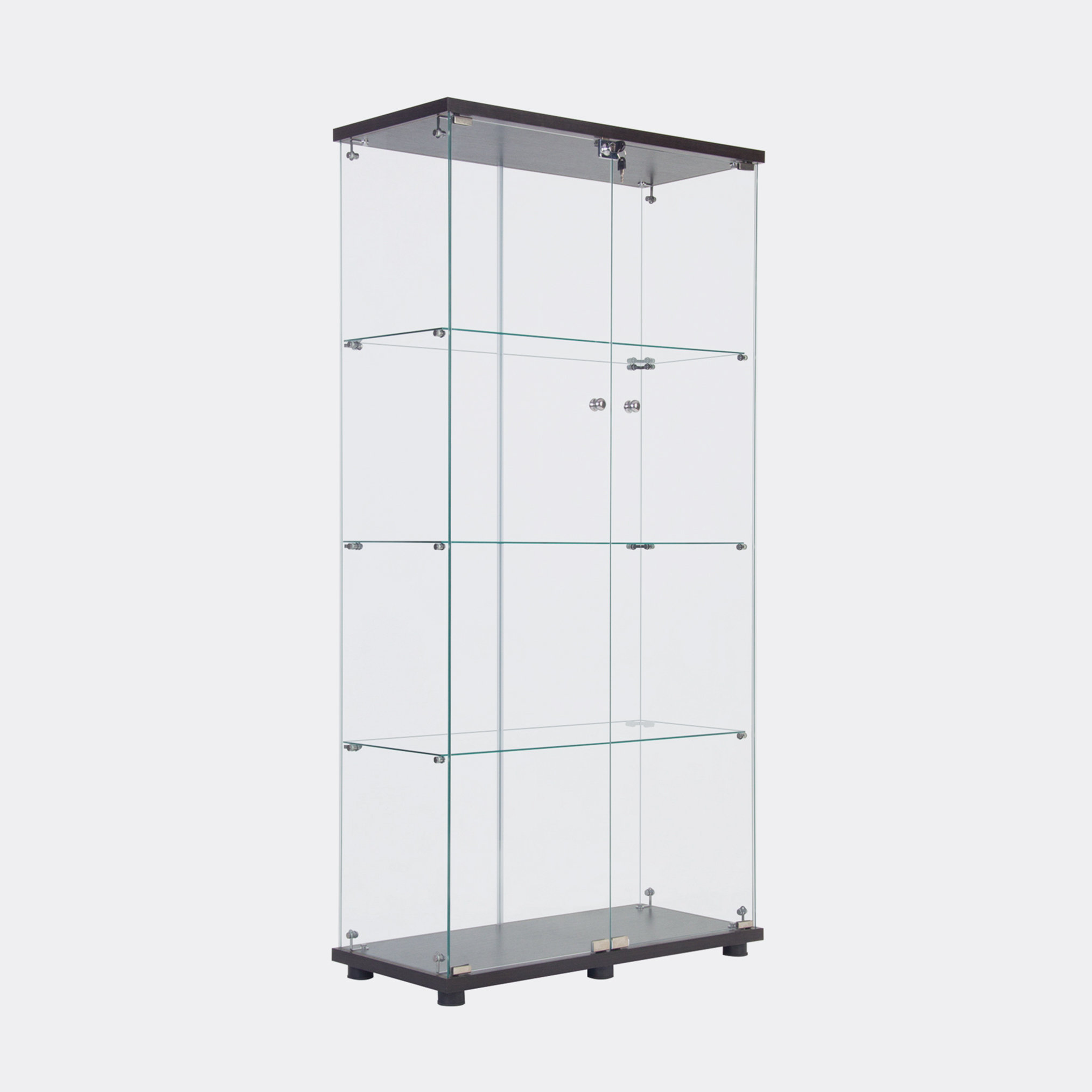Ivy Bronx Two Door Glass Cabinet Glass Display Cabinet with 4 Shelves ...