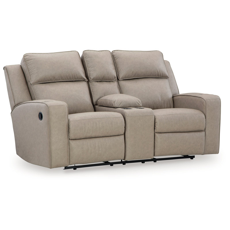 Causeuse inclinable électrique en cuir 77 po Stockley, Similicuir gris
