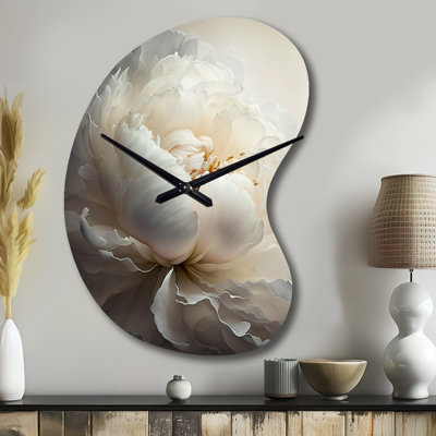 Pivoine fleur VII - pivoines en forme unique horloge murale, horloge murale moderne asymétrique